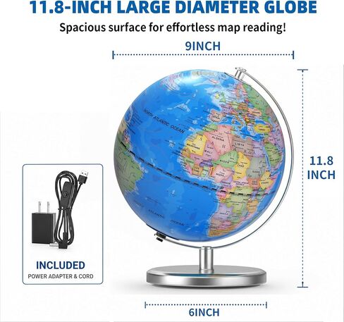 Waldauge 9 Inch Illuminated World Globe, LED Constellation in Saudi Arabia