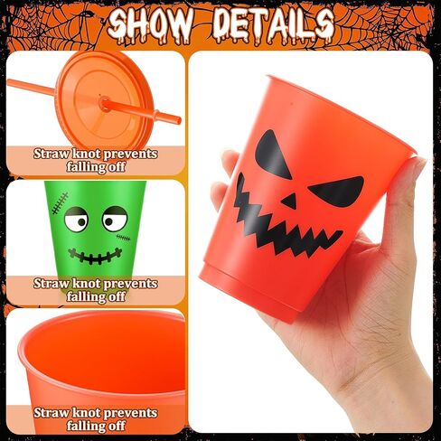 Vesici 30 Pcs Halloween Cups with Lids Straws, 16 oz Reusable Tumbler in Kuwait