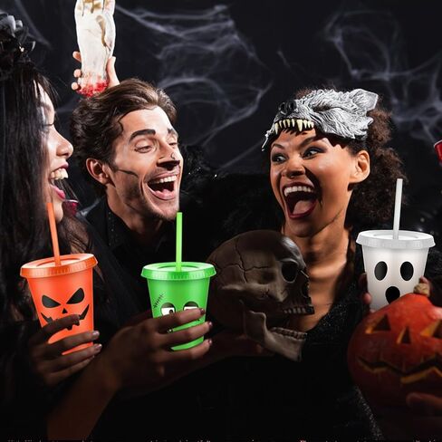 Vesici 30 Pcs Halloween Cups with Lids Straws, 16 oz Reusable Tumbler in Kuwait