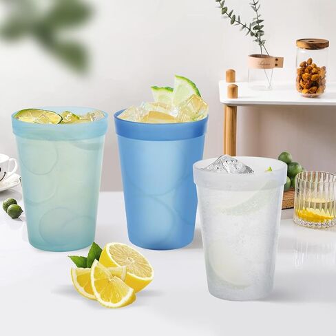 Blwan 8-Pack Small 8.5oz Plastic Cups, BPA-Free Reusable Juice Cups, Microwave & Dishwasher Safe, Translucent Assorted Colors, Stackable for Kids, Breakfast, Party & Daily Use in Kuwait