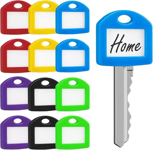 Uniclife 12 Pcs Key Cap Tags 1 Inch Key Covers Protectors with Blank Paper Labels and Clear Windows Soft Key Identifiers for Standard Regular Thin Flat House Keys (Not for Odd-Shaped Keys), 6 Colors in Kuwait