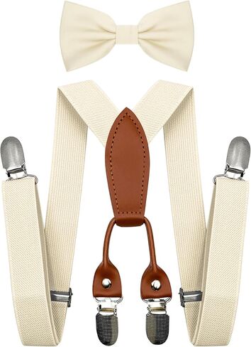 Adjustable Baby Boy Suspenders and Pre-tied Bow Tie, Kids Bowtie and Suspenders with 4 Strong Metal Clips in Saudi Arabia