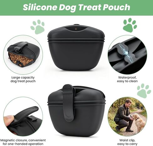Dog Training Kit - Pet Training Waist Bag Built-in Poop Bag Holder, Dog Treat Pouch with Magnetic Closure, Dog Poop Bag, 2-in-1 Whistle Clicker, Ultrasonic Silent Whistle, Puppy Training Clickers in Kuwait