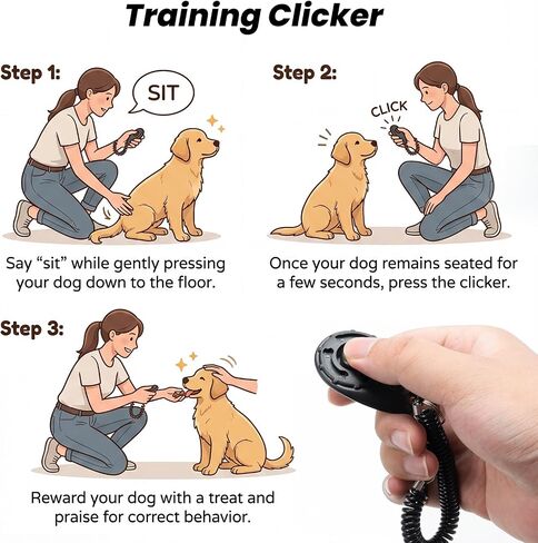 Dog Training Kit - Pet Training Waist Bag Built-in Poop Bag Holder, Dog Treat Pouch with Magnetic Closure, Dog Poop Bag, 2-in-1 Whistle Clicker, Ultrasonic Silent Whistle, Puppy Training Clickers in Kuwait