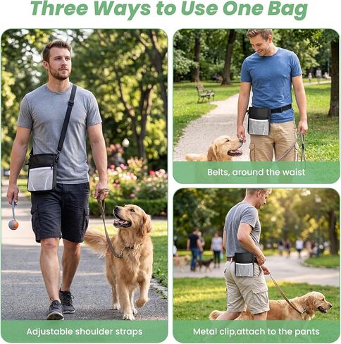 Dog Training Kit - Pet Training Waist Bag Built-in Poop Bag Holder, Dog Treat Pouch with Magnetic Closure, Dog Poop Bag, 2-in-1 Whistle Clicker, Ultrasonic Silent Whistle, Puppy Training Clickers in Kuwait
