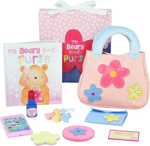 Tickle & Main My Beary First Purse Playset Baby Girl Purse - 9-Piece Faux Leather Pink Ages 1+ - Storybook & Accessories for Imaginative Play - Birthday Gift for One Year Old Girl in Saudi Arabia