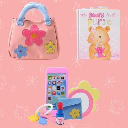 Tickle & Main My Beary First Purse Playset Baby Girl Purse - 9-Piece Faux Leather Pink Ages 1+ - Storybook & Accessories for Imaginative Play - Birthday Gift for One Year Old Girl in Saudi Arabia