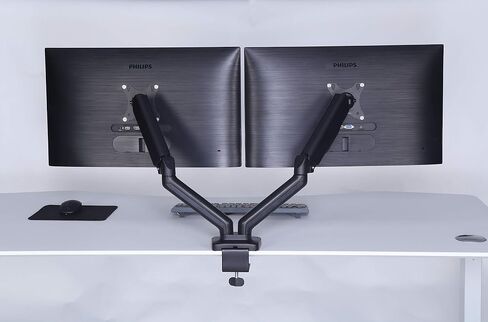 ApexDesk Dual Monitor Arm Desk Mount – Adjustable Height Gas Spring – VESA Mount with C Clamp & Mounting Base – Computer Monitor Stand for Screen up to 25 inch – Holds up to 20 lbs, Black (DMM-122D) in Kuwait