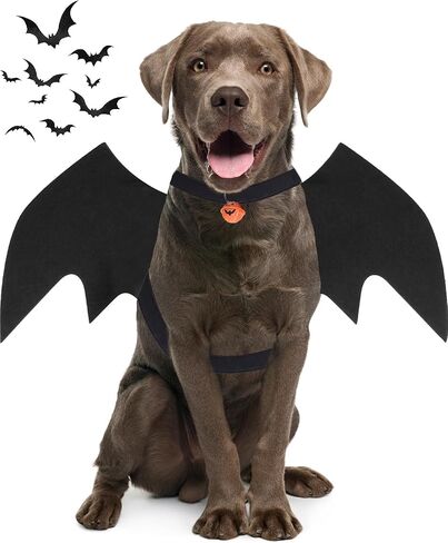 Dog Halloween Costumes for Large Dogs, Dog Bat Wings with Pumpkin Bell Pet Halloween Cosplay Party Dress Up (Large) in Saudi Arabia