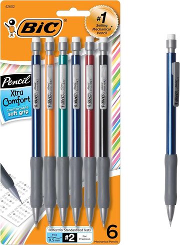 BIC Mechanical Pencil Xtra Comfort, 0.5 mm, Assorted Barrel (BICMPFGP61), 6 count in Kuwait