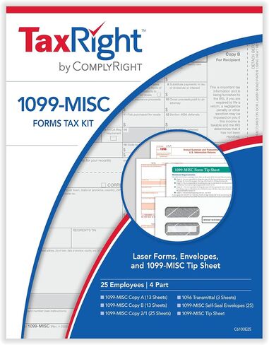 2024 TaxRight 1099-MISC Tax Kit (4-Part) | 10 Recipients |Self-Seal Envelopes | Software in Kuwait