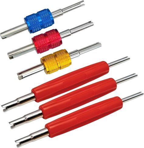 R134A R12 A/C HVAC Valve Core Removal Tool Set，Tire Schrader Valve Stem Core Remover Tool Air Conditioning Line Repair Tools for HVAC R22 R32 R410A (6Pcs Schrader Valve Tools) in Kuwait