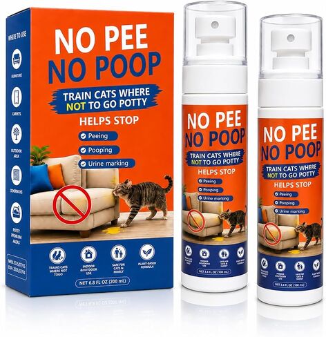 Cat Deterrent Spray NO Pee Cat Training Spray for Indoor Cats, Helps Stop Repeat Peeing & Urine Marking, Gentle Formula Safe for Furniture, 2 Pack 100ml，Floors & Home 7.0 Oz in Kuwait