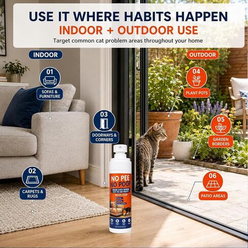 Cat Deterrent Spray NO Pee Cat Training Spray for Indoor Cats, Helps Stop Repeat Peeing & Urine Marking, Gentle Formula Safe for Furniture, 2 Pack 100ml，Floors & Home 7.0 Oz in Kuwait