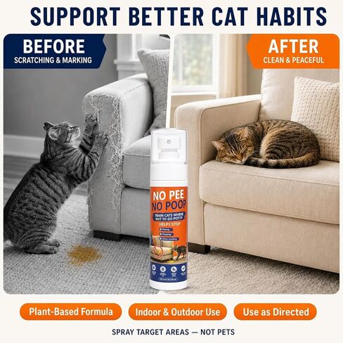 Cat Deterrent Spray NO Pee Cat Training Spray for Indoor Cats, Helps Stop Repeat Peeing & Urine Marking, Gentle Formula Safe for Furniture, 2 Pack 100ml，Floors & Home 7.0 Oz in Kuwait
