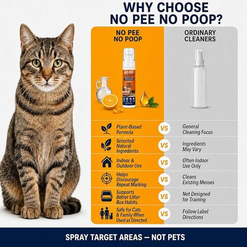 Cat Deterrent Spray NO Pee Cat Training Spray for Indoor Cats, Helps Stop Repeat Peeing & Urine Marking, Gentle Formula Safe for Furniture, 2 Pack 100ml，Floors & Home 7.0 Oz in Kuwait
