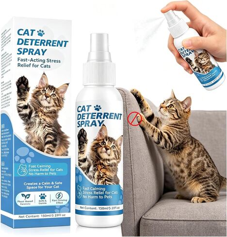 Cat Deterrent Spray, Cat Training Spray for Furniture, Indoor and Outdoor Scratch Urine Marking Deterrent, Helps Discourage Chewing and Scratching on Sofas, Rugs, Curtains, Plants, 5.28 fl oz in Kuwait