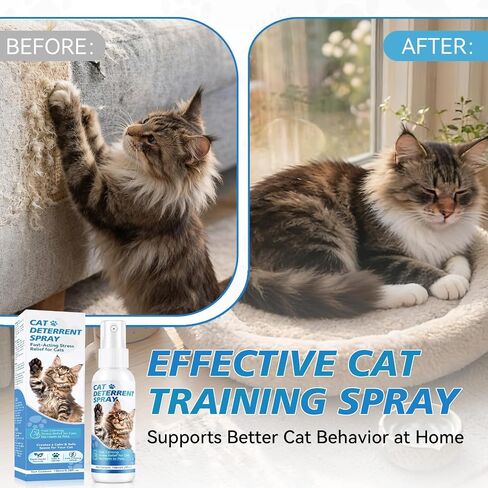 Cat Deterrent Spray, Cat Training Spray for Furniture, Indoor and Outdoor Scratch Urine Marking Deterrent, Helps Discourage Chewing and Scratching on Sofas, Rugs, Curtains, Plants, 5.28 fl oz in Kuwait