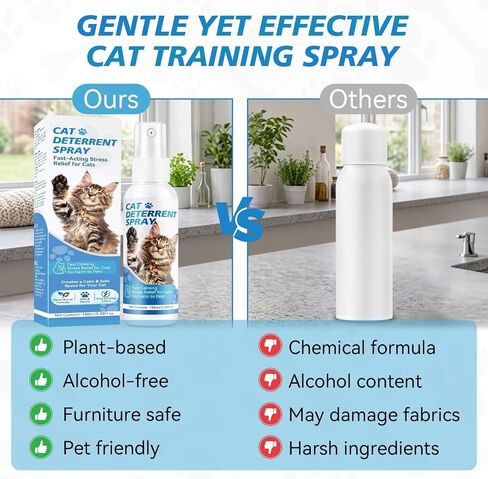 Cat Deterrent Spray, Cat Training Spray for Furniture, Indoor and Outdoor Scratch Urine Marking Deterrent, Helps Discourage Chewing and Scratching on Sofas, Rugs, Curtains, Plants, 5.28 fl oz in Kuwait