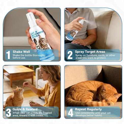Cat Deterrent Spray, Cat Training Spray for Furniture, Indoor and Outdoor Scratch Urine Marking Deterrent, Helps Discourage Chewing and Scratching on Sofas, Rugs, Curtains, Plants, 5.28 fl oz in Kuwait