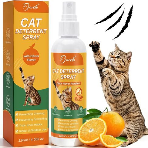 Pjordo Citrus Scent Cat Deterrent Spray, Stop Cat Chewing & Scratching, 4oz in Kuwait