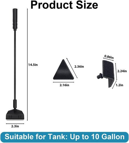 DaToo Small Aquarium Cleaner Fish Tank Cleaner 3 Interchangeable Heads 3 in 1 Cleaning Tools with Algae Scraper & Flat Sponge & Corner Sponge in Kuwait