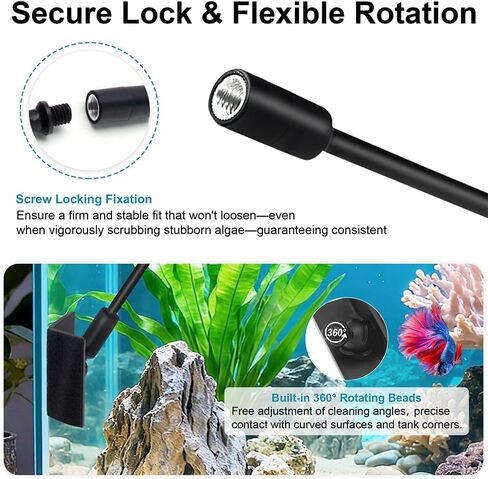 DaToo Small Aquarium Cleaner Fish Tank Cleaner 3 Interchangeable Heads 3 in 1 Cleaning Tools with Algae Scraper & Flat Sponge & Corner Sponge in Kuwait