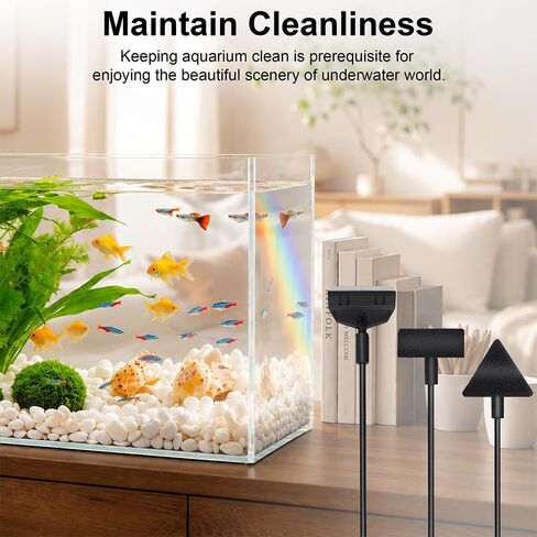 DaToo Small Aquarium Cleaner Fish Tank Cleaner 3 Interchangeable Heads 3 in 1 Cleaning Tools with Algae Scraper & Flat Sponge & Corner Sponge in Kuwait