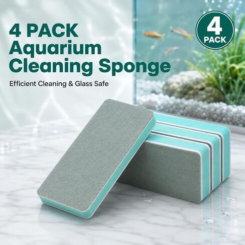 Mipukbay 4 PCS Aquarium Glass Scrubber, Dual-Sided Fish Tank Cleaning Pad in Kuwait