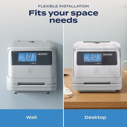 Pyramid Time Systems Model 4000 Auto Totaling Time Clock, 50 Employees, Includes 25 time Cards, Ribbon, 2 Security Keys and User Guide, Made in USA, Silver, "7.25""h x 7""w x 6.75"" d" in Kuwait