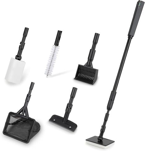 hygger Small Aquarium Cleaning Tools, 4 in 1 Fish Tank Cleaner Kit with Handle,Fish Net,Algae Scraper,Clean Brush,Flat Sponge in Kuwait