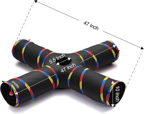 4 Way Cat Tunnels for Indoor Cats with Mouse Toy & Play Ball in Kuwait