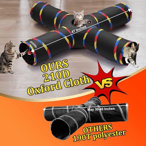 4 Way Cat Tunnels for Indoor Cats with Mouse Toy & Play Ball in Kuwait