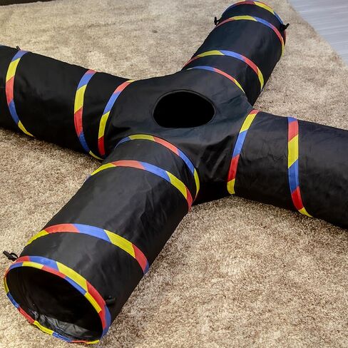 4 Way Cat Tunnels for Indoor Cats with Mouse Toy & Play Ball in Kuwait