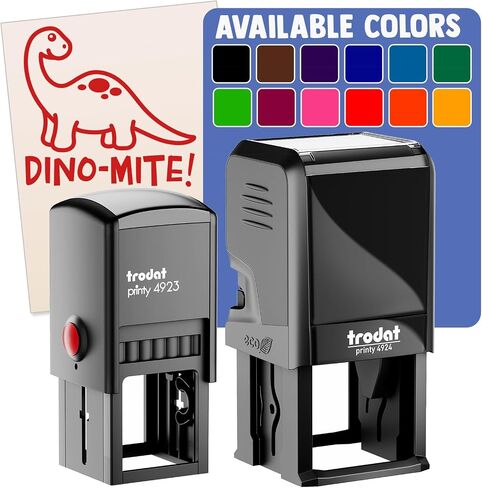 Dino-mite Dynamite Dinosaur Teacher School التعرف على ختم مطاطي ذاتي التحبير - مقاس كبير 1-1/2 بوصة - حبر أزرق in Kuwait