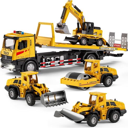 Pupu Pig 5Pcs Construction Toys, Metal Semi Truck Toy with Electric Lift in Saudi Arabia