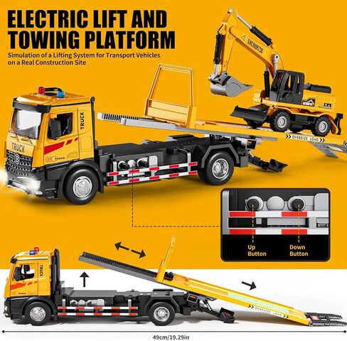 Pupu Pig 5Pcs Construction Toys, Metal Semi Truck Toy with Electric Lift in Saudi Arabia