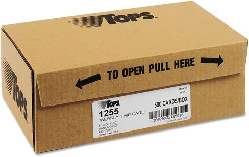 TOPS Time Cards, Weekly, 1-Sided, Numbered Days, 3-1/2" x 10-1/2", Manila, Green Print, 500-Count (1255) in Kuwait