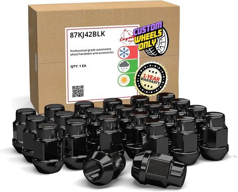 قطع إكسسوارات العجلات مجموعة من 23 قطعة جبيرة شاحنة سوداء M14x1.5 منتفخ بلوط 1.5 بوصة طقم صواميل العروة الطويلة مع مفتاح مقبس واحد in Kuwait