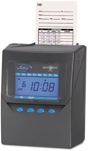 Lathem Calculating Atomic Time Clock, Gray (7500E) & Time Cards, F/7000E, Numbered 1-100, 2-Sided, 3 3/8" x 9", White, Pack of 100 & Time Electronic Time Recorder Replacement Ribbon for 1000E Model in Kuwait