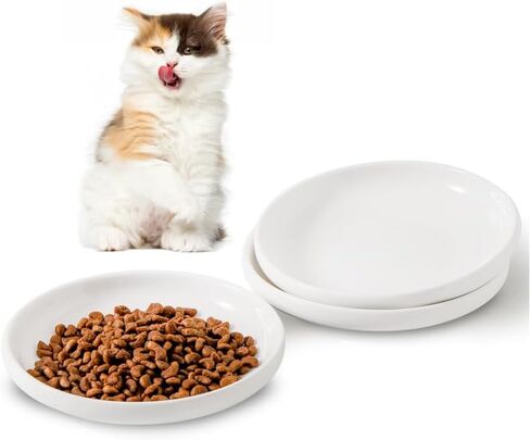3 PCS Ceramic Cat Bowls, 5.5 in Pet Bowl Cat Dishes for Food and Water, Small Dog Dish(Purple) in Kuwait