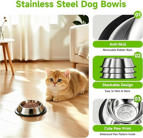 3 Pcs Non-Slip Stainless Steel Small Cat Food Bowls Thicken 7 Oz Cat Dishes in Saudi Arabia