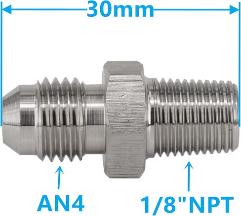 4AN AN4 Male Flare to M12x1.25 Pipe Male Stainless Steel Brake Hose Fitting Adapter Union Connector,Brake and Clutch Adapter Fitting in Kuwait