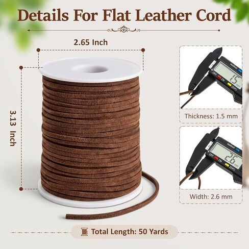 MiniRed Leather String Cord, 50 Yards Faux Leather Twine Flat Leather Cord in Kuwait