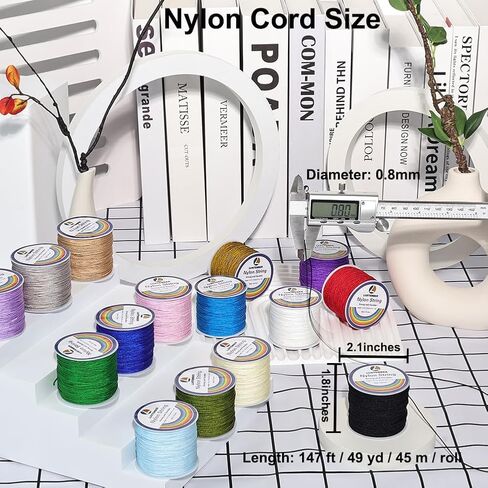 LUSTEMBER 0.8mm Nylon String, 15 Colors Shiny Nylon Cord, Strong Braided Beading Thread for Jewelry Making, Bracelets, Beading, Necklaces, Rattail Braiding, Wind Chimes, Blinds and Handicrafts in Saudi Arabia
