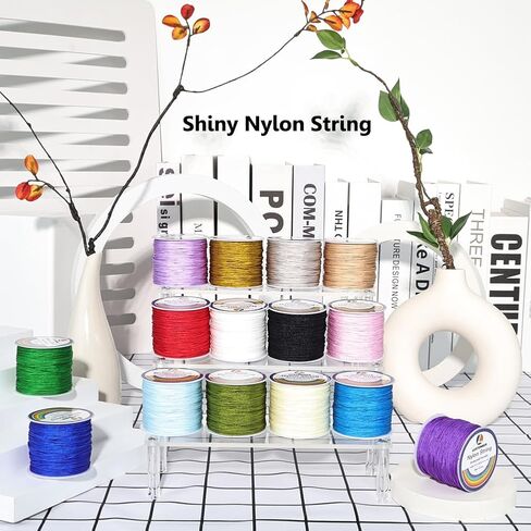 LUSTEMBER 0.8mm Nylon String, 15 Colors Shiny Nylon Cord, Strong Braided Beading Thread for Jewelry Making, Bracelets, Beading, Necklaces, Rattail Braiding, Wind Chimes, Blinds and Handicrafts in Saudi Arabia