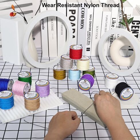 LUSTEMBER 0.8mm Nylon String, 15 Colors Shiny Nylon Cord, Strong Braided Beading Thread for Jewelry Making, Bracelets, Beading, Necklaces, Rattail Braiding, Wind Chimes, Blinds and Handicrafts in Saudi Arabia