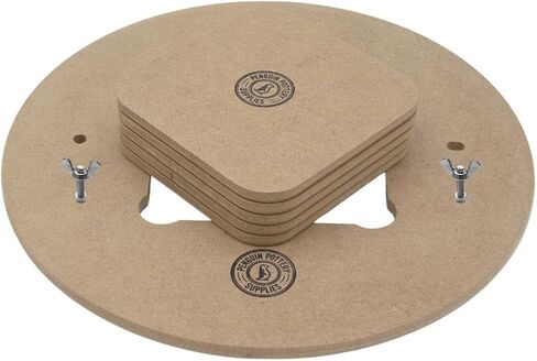 Penguin Pottery Bats 14 Inch Pottery Bat System with 5 Square Medex MDF Pottery Bats Inserts - Great for Saving Space - Increase Productivity for Mugs, Pots and Other Small Pieces in Kuwait