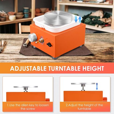 Mini Pottery Wheel Machine for Adults & Beginners, 2 Turntables (3.94" & 2.56") | 0-2000 RPM Adjustable Speed Pottery Machine Removable Splash Tray Ceramic Making Kit Includes 8 Sculpting Tools in Saudi Arabia