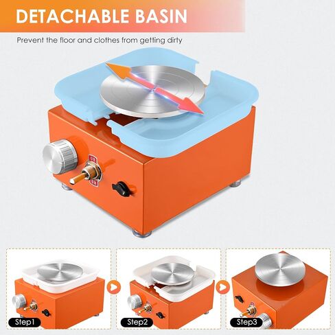 Mini Pottery Wheel Machine for Adults & Beginners, 2 Turntables (3.94" & 2.56") | 0-2000 RPM Adjustable Speed Pottery Machine Removable Splash Tray Ceramic Making Kit Includes 8 Sculpting Tools in Saudi Arabia